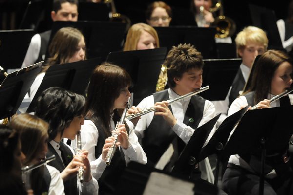 The woodwind section playing together